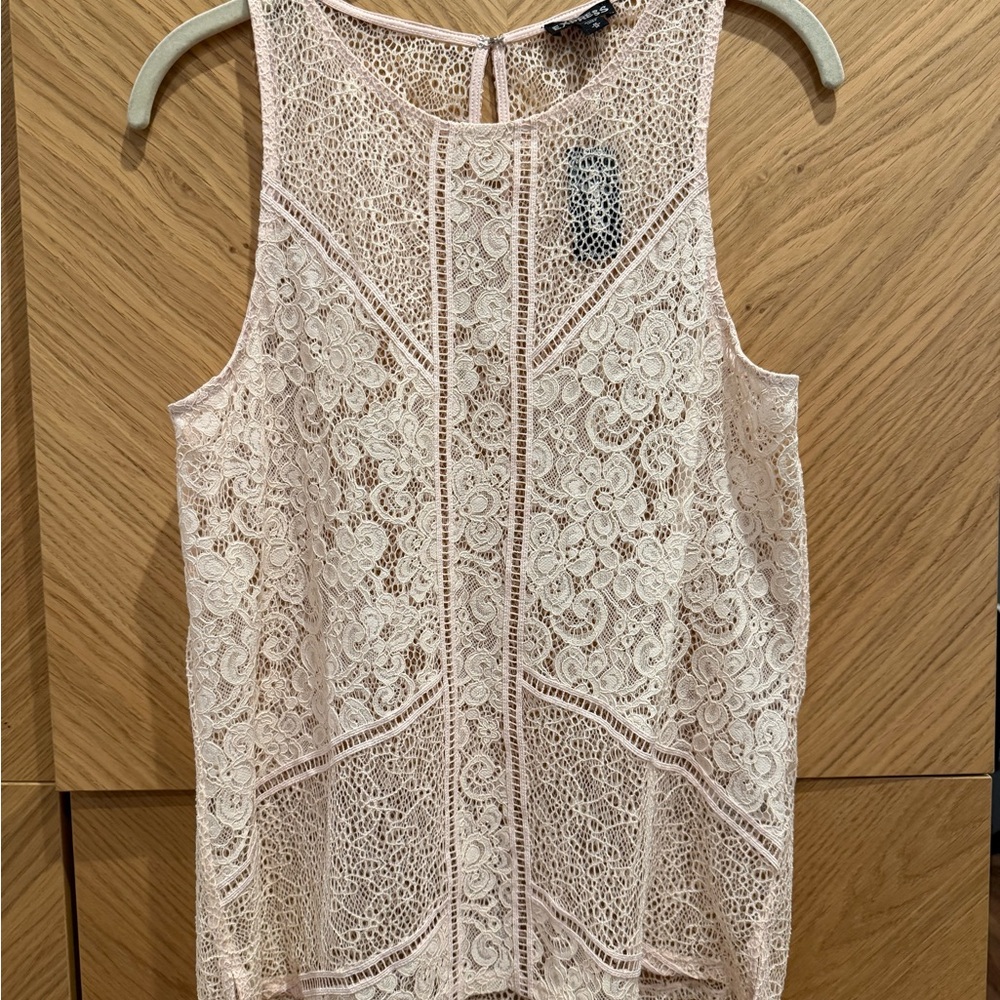 Express Delicate Lace Sleeveless Blouse - Cream